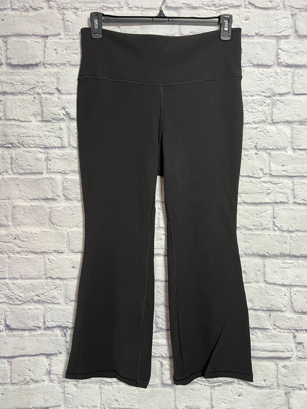 Athleta Elation Ribbed Cropped Flare Leggings SIZE 1X Black Wide Leg Pants
